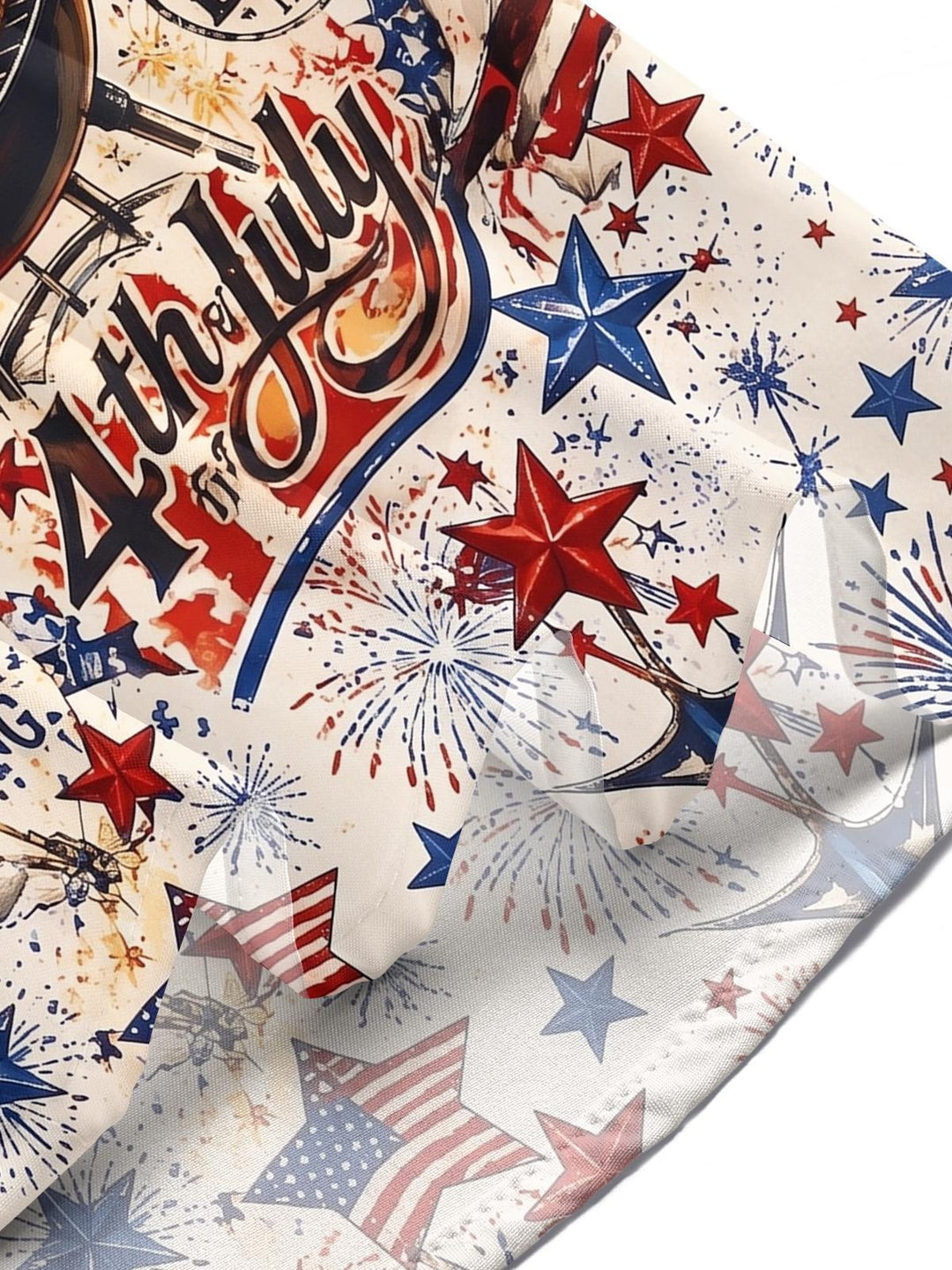 Vintage USA Independence Day BBQ Uncle Sam & Washington Men's Pocket Short Sleeve Shirts