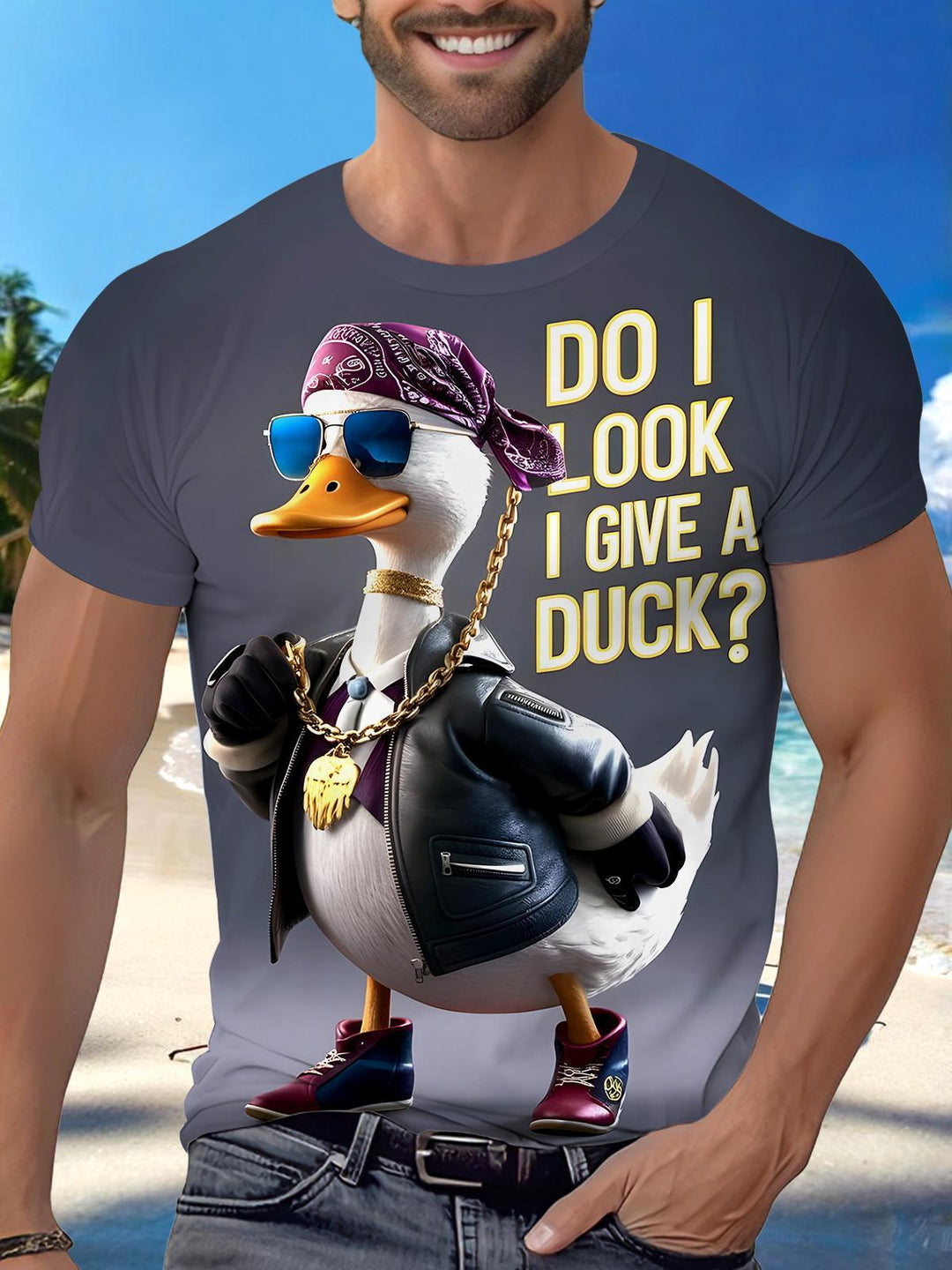 Funny Duck Round Neck Short Sleeve Men's T-shirt