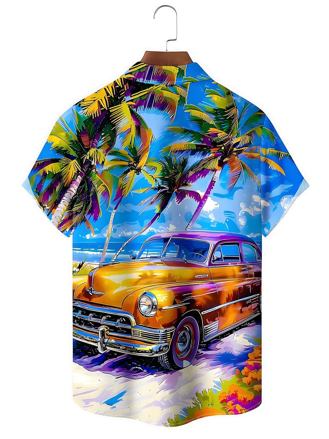Hawaiian Car Travel Men's Pocket Short Sleeve Shirts