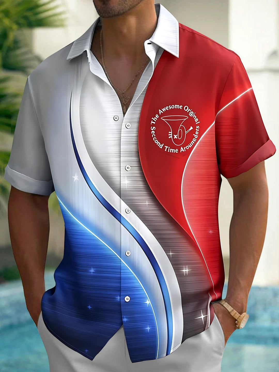 Abstract Men's Pocket Short Sleeve Shirts