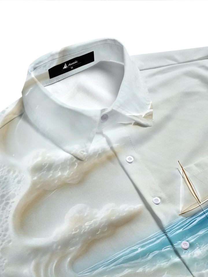 Ocean Landscape Art Print Men's Pocket Short Sleeve Shirts