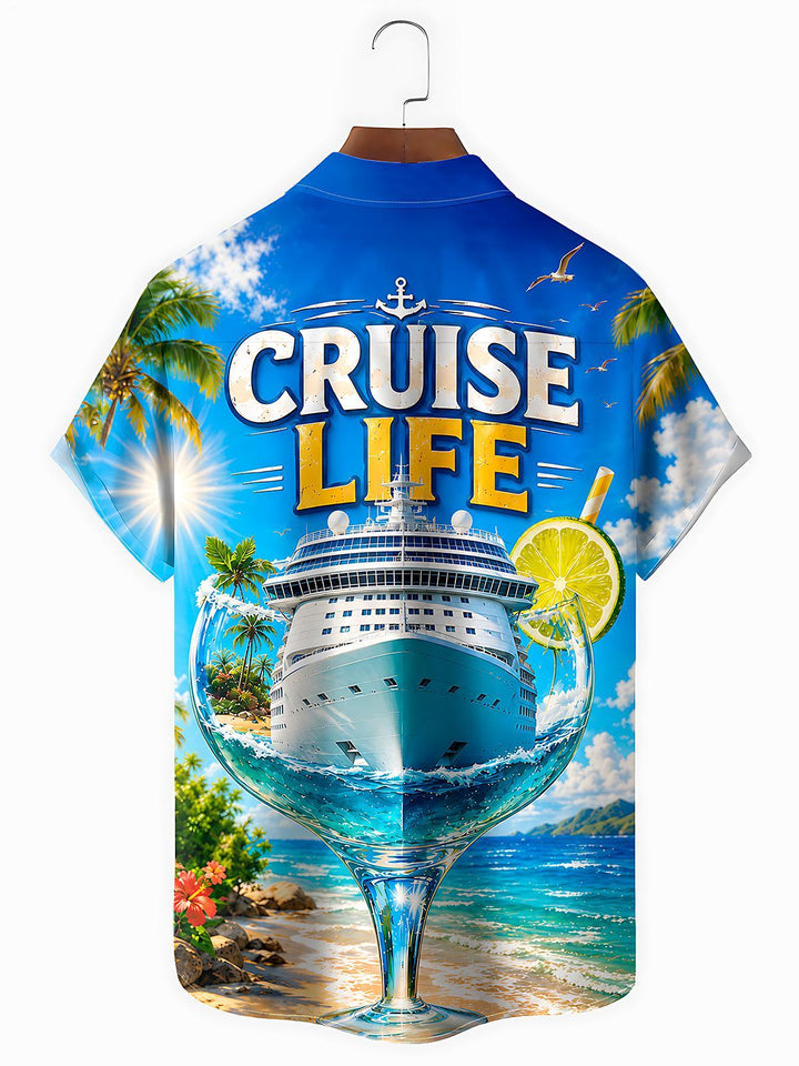 Hawaiian Curise Life Men's Pocket Short Sleeve Shirts