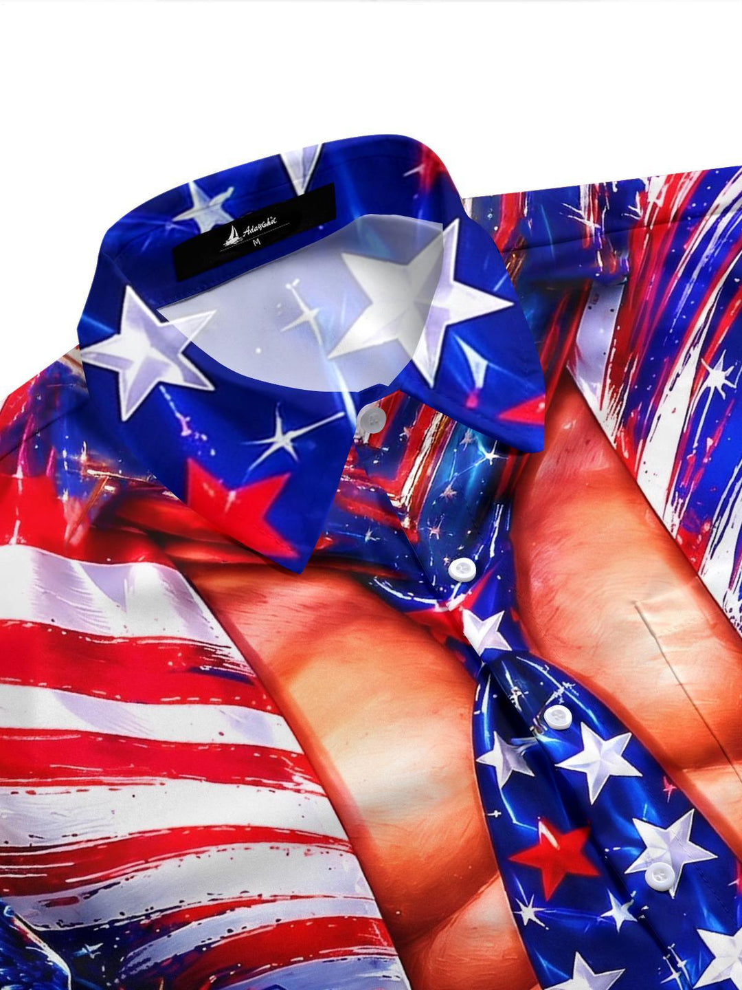 Funny American Eagle USA Flag Firework Independence Day Men's Pocket Short Sleeve Shirts