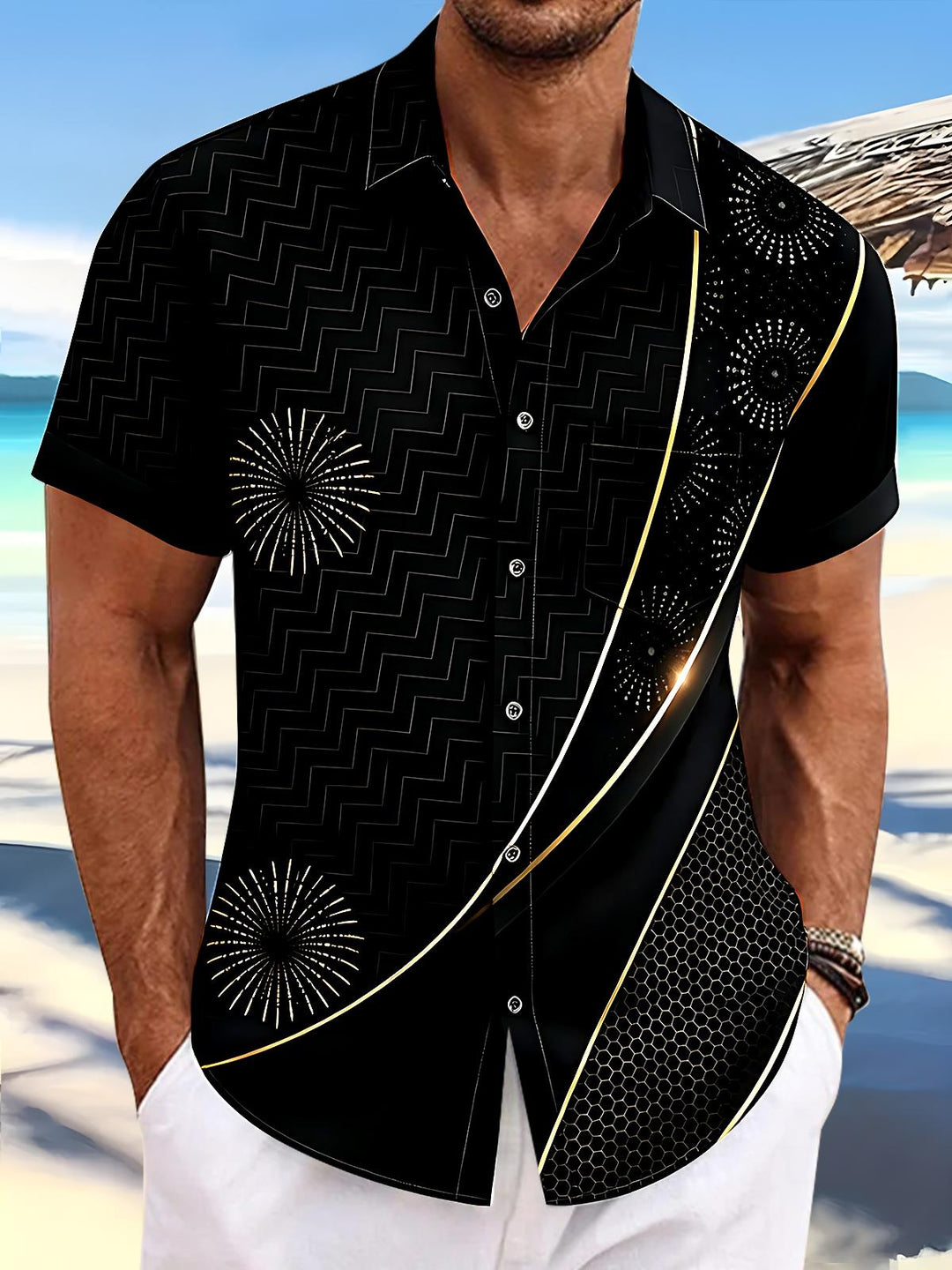 Geometry Men's Pocket Short Sleeve Shirts