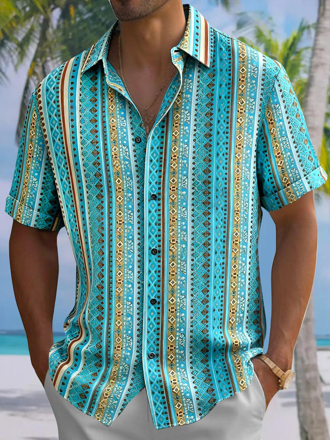 Geometry Men's Pocket Short Sleeve Shirts