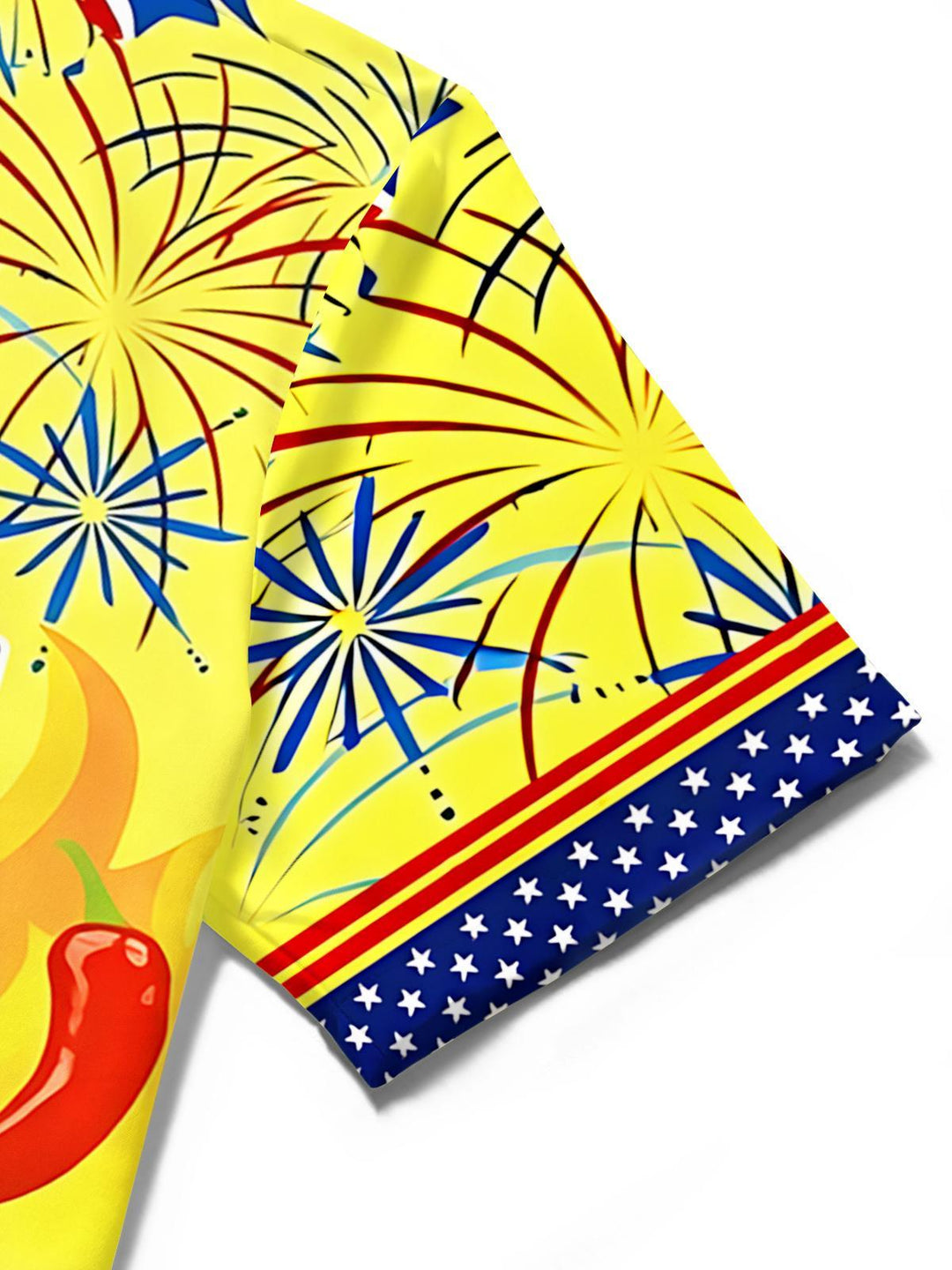 Hot Dog BBQ American Flag Print Men's Pocket Short Sleeve Shirts