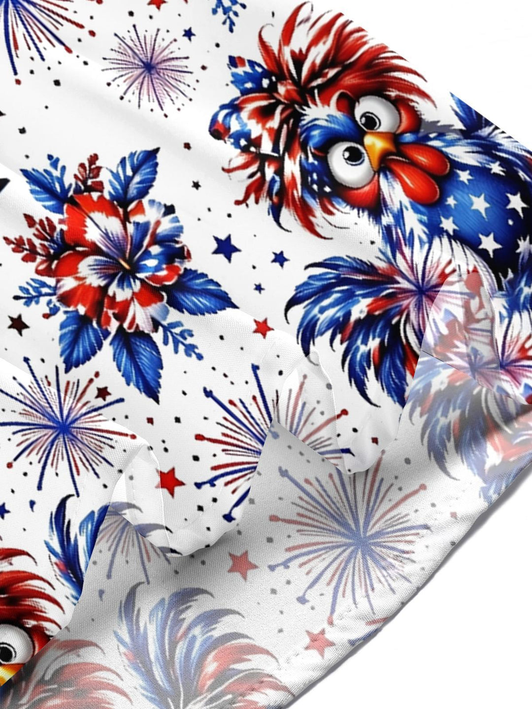 Independence Day Funny Patriotic Chicken American Flag Print Men's Pocket Short Sleeve Shirts