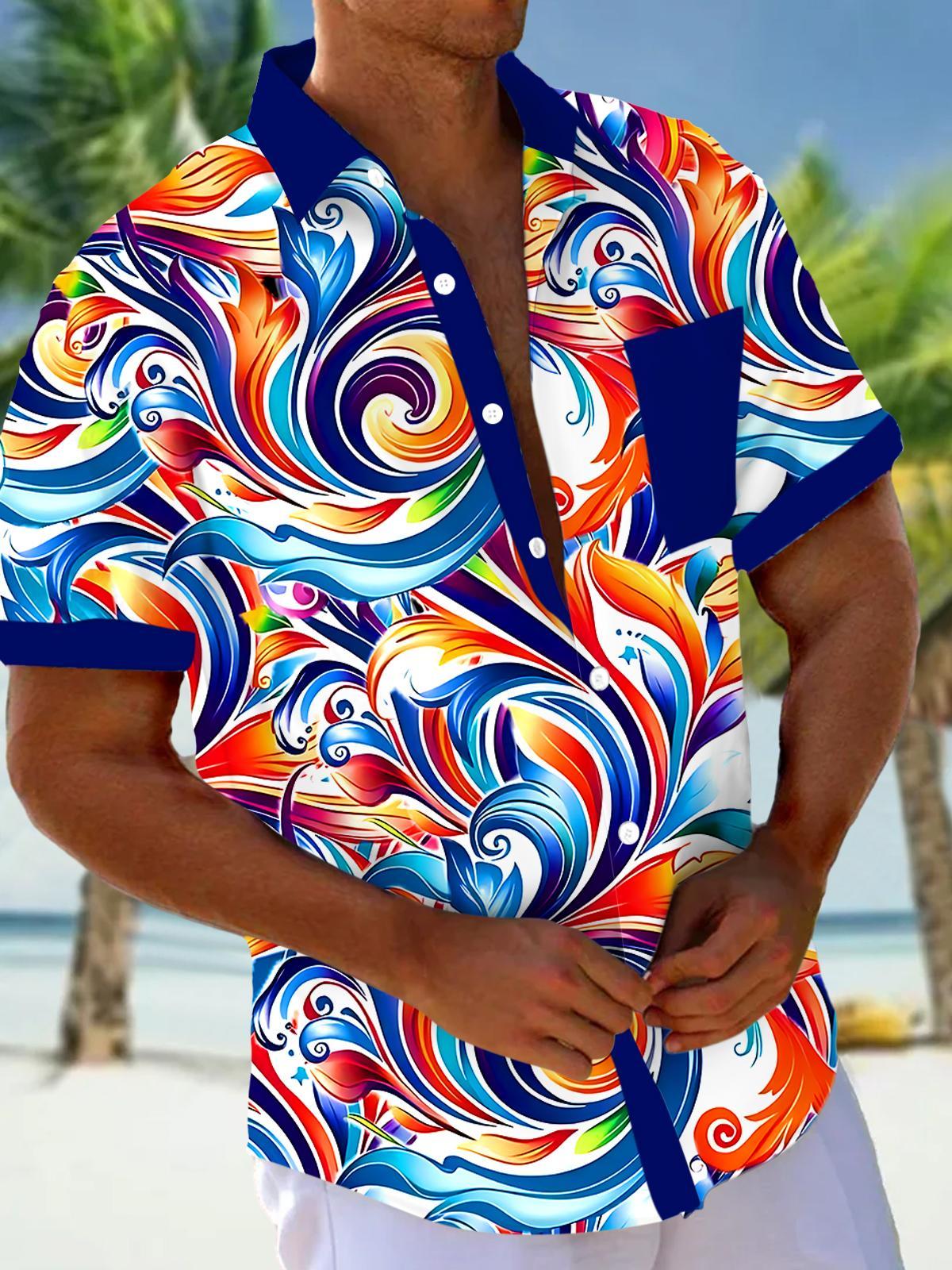 Abstract Men's Pocket Short Sleeve Shirts