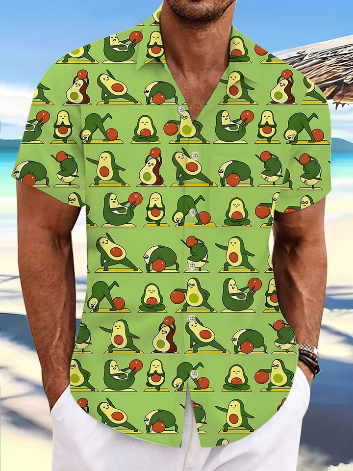 Funny Avocado Print Men's Pocket Short Sleeve Shirts