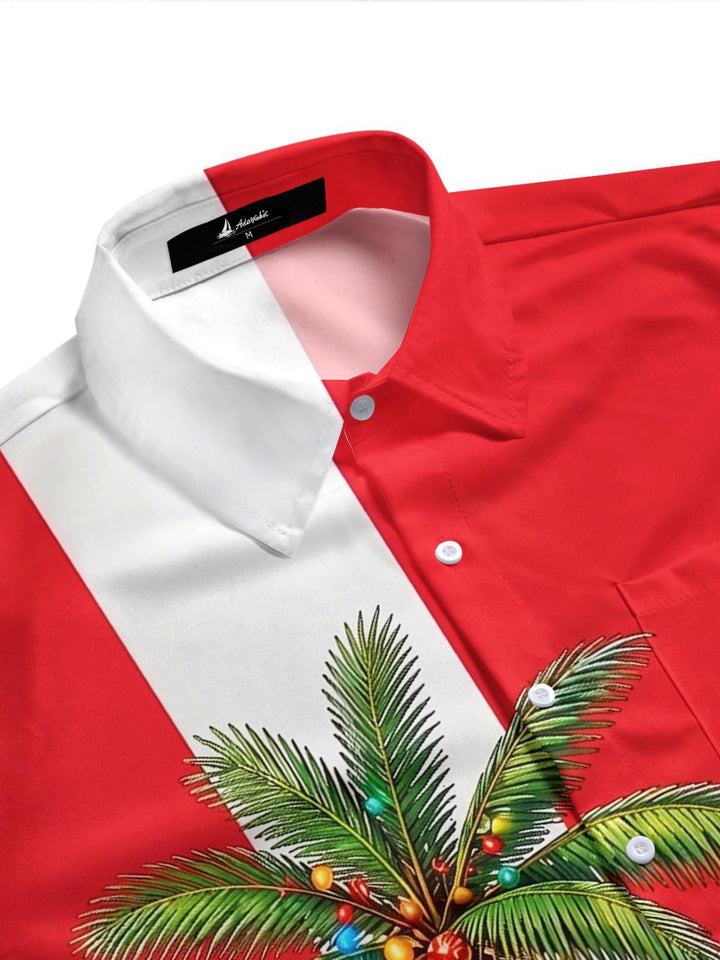 Hawaiian Christmas Skeleton Beach Vacation Men's Pocket Short Sleeve Shirts