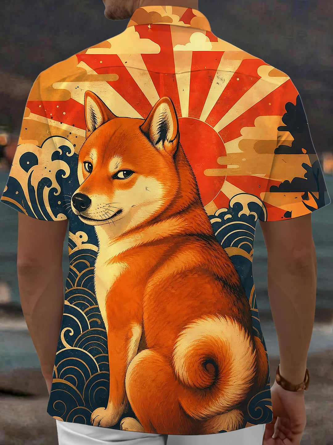 Dog Shiba Inu Men's Pocket Short Sleeve Shirts