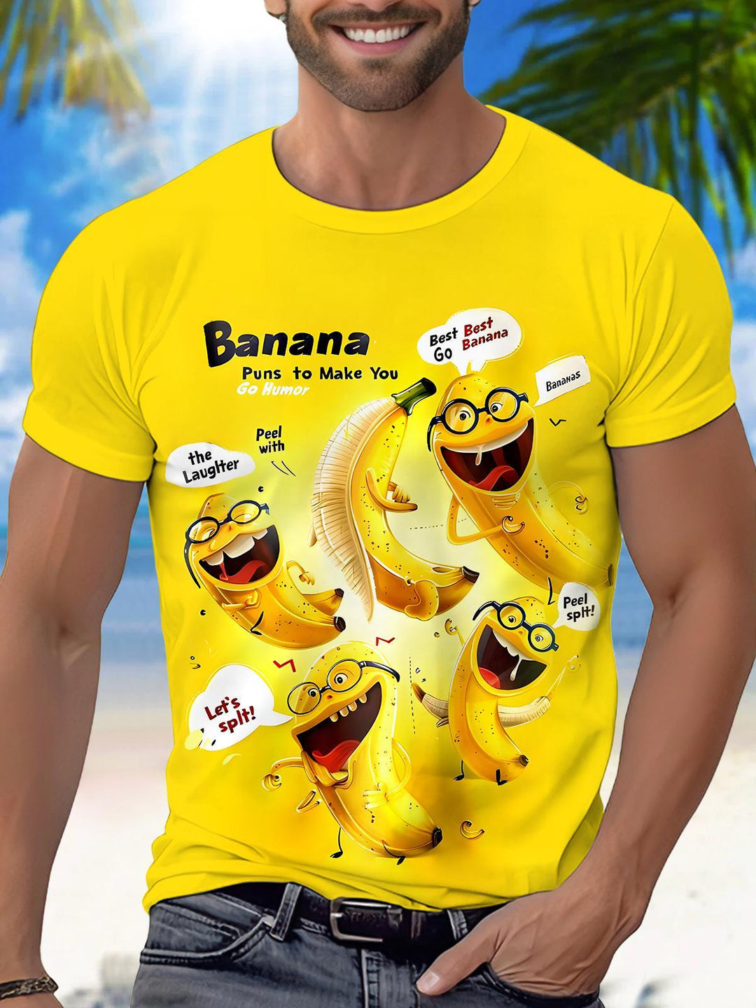 Funny Banana Round Neck Short Sleeve Men's T-shirt