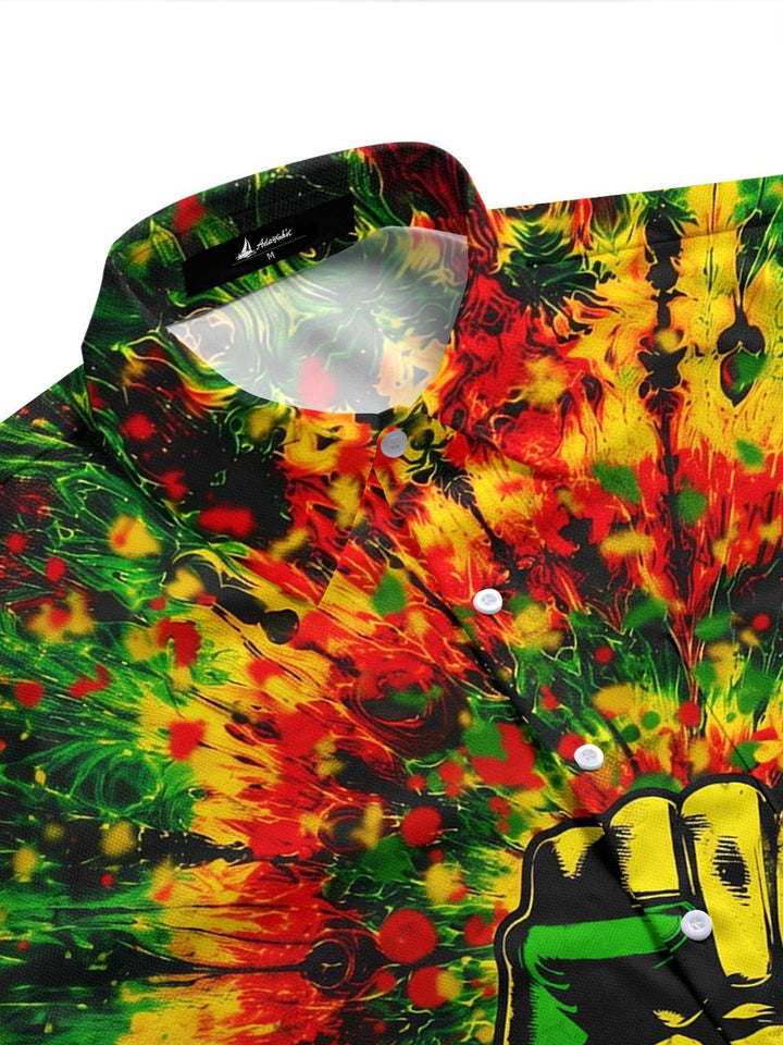 Tie Dye Fist Print Men's Pocket Short Sleeve Shirts