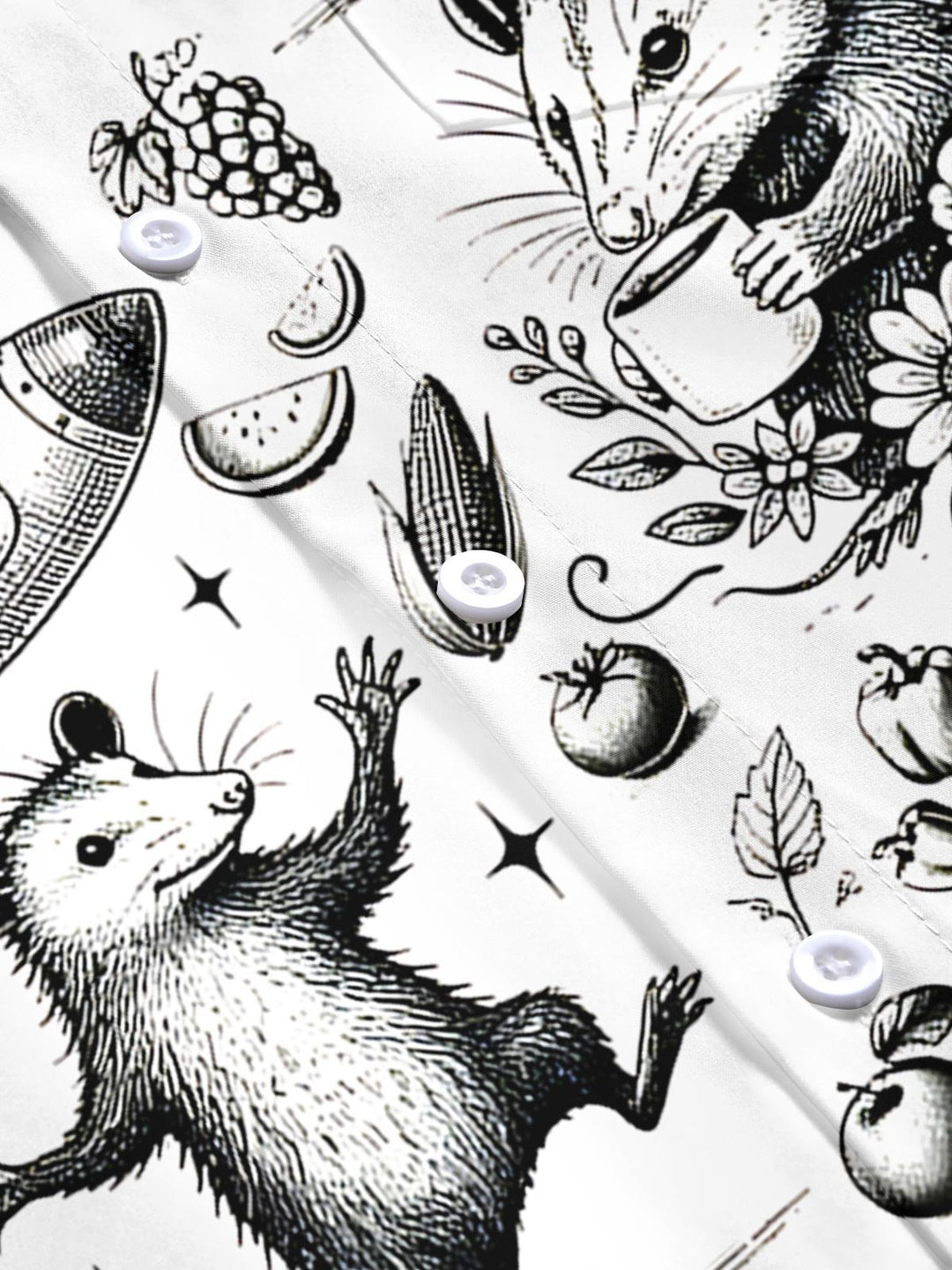 Vintage Raccoon Mouse Men's Pocket Short Sleeve Shirts