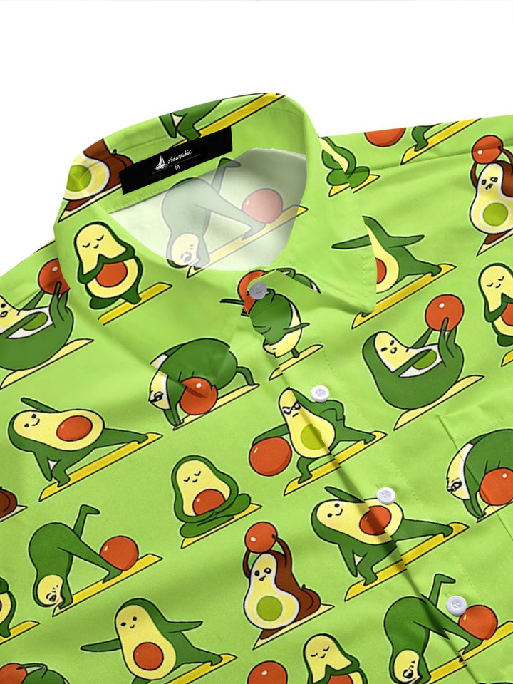 Funny Avocado Print Men's Pocket Short Sleeve Shirts