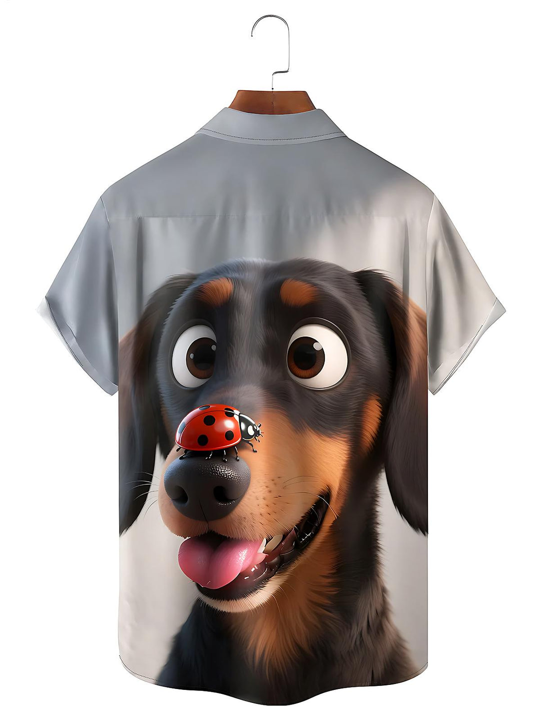 Dog Ladybug Men's Pocket Short Sleeve Shirts
