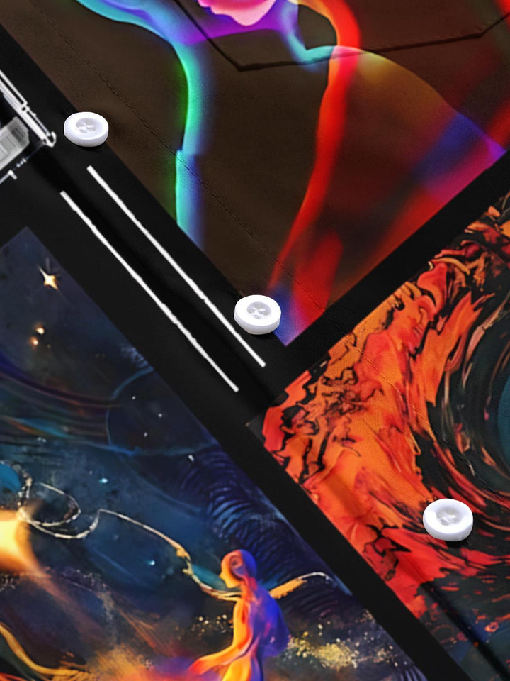 Colorful Abstract Art Print Men's Pocket Short Sleeve Shirts