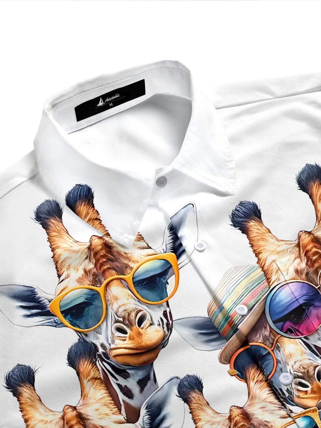 Giraffe Print Men's Pocket Short Sleeve Shirts