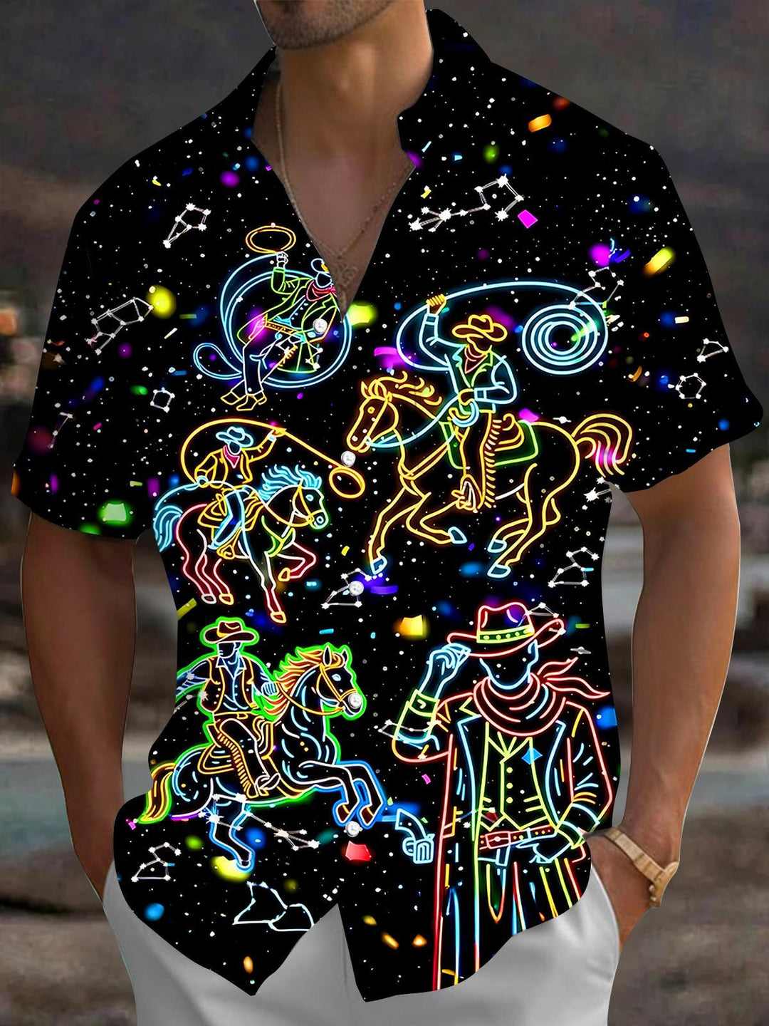 Cow Boy Men's Pocket Short Sleeve Shirts