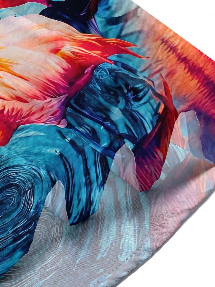 Sunset Flamingo Hawaiian Men's Pocket Short Sleeve Shirts