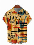 Retro Music Jazz Men's Pocket Short Sleeve Shirts