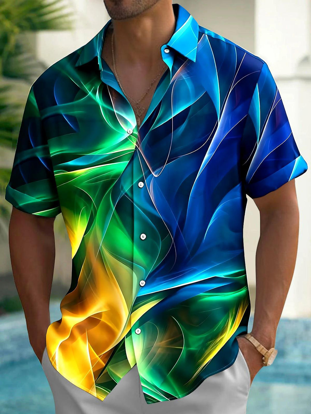 Abstract Men's Pocket Short Sleeve Shirts