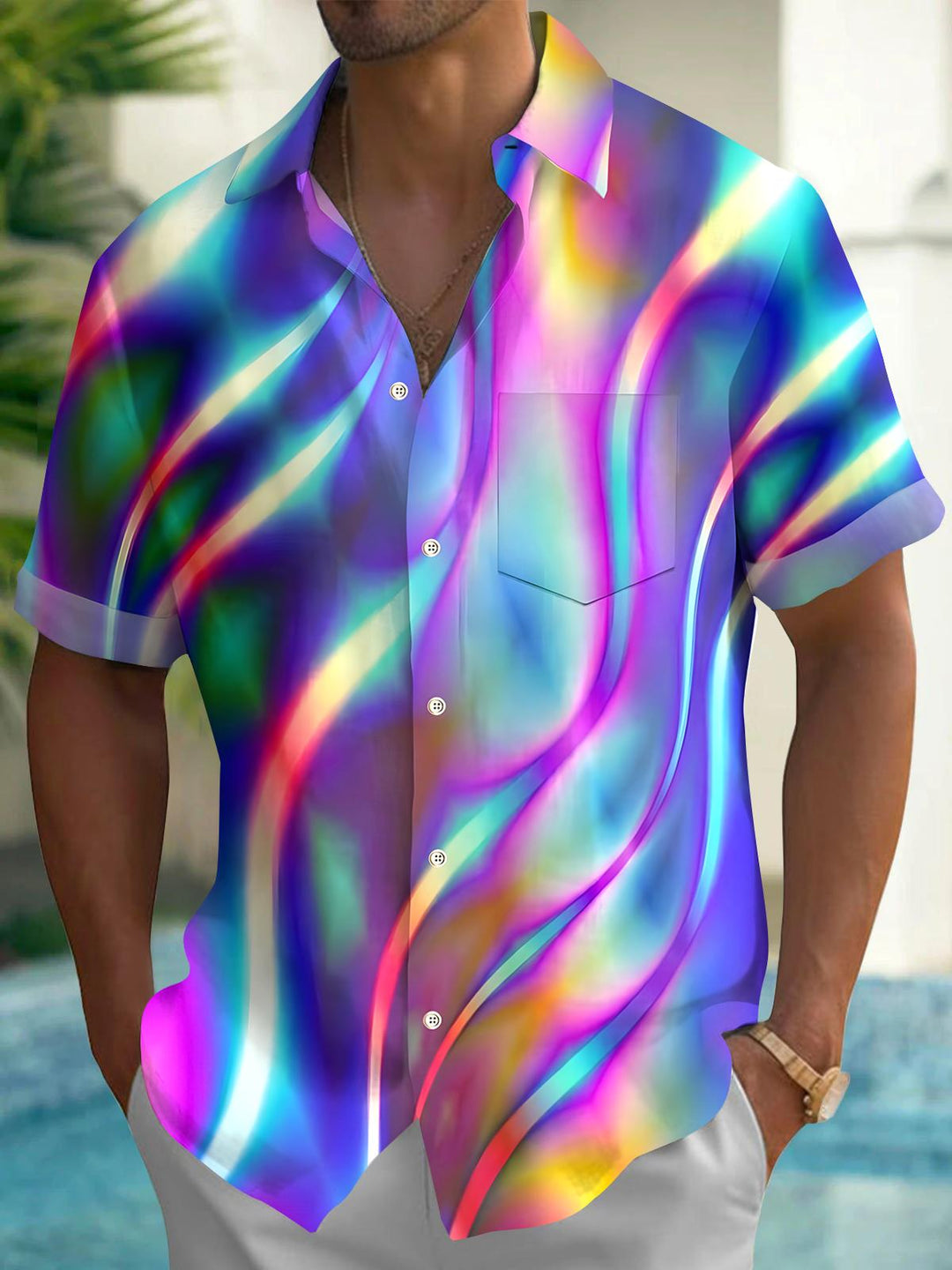 Abstract Men's Pocket Short Sleeve Shirts
