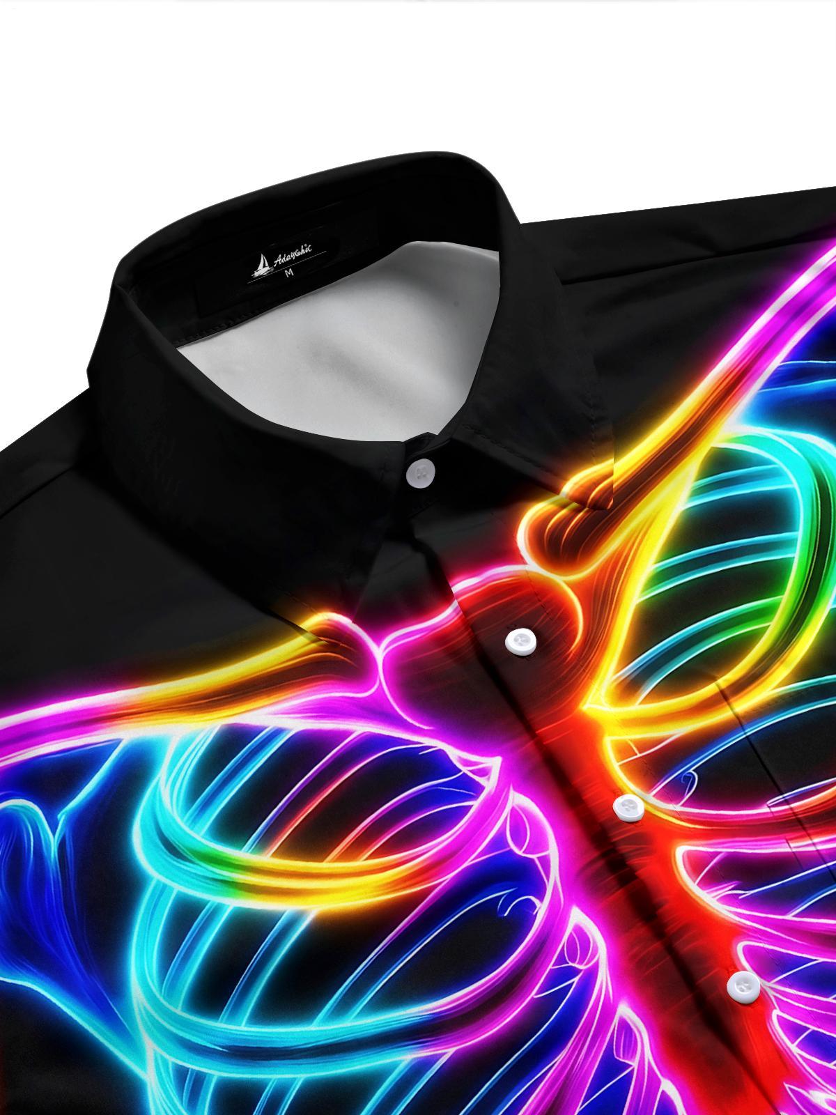 Colorful Skull Men's Pocket Short Sleeve Shirts
