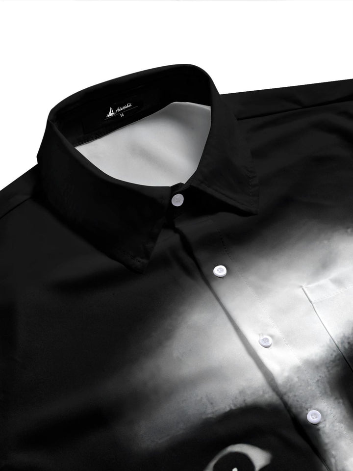 Horror Face Print Men's Pocket Short Sleeve Shirts