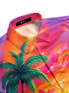 Hawaiian Coconut Tree Tiki Men's Pocket Short Sleeve Shirts