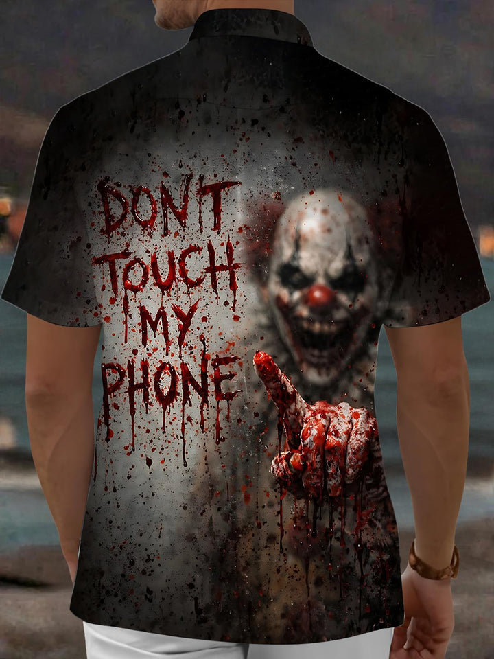 Scary Clown Print Men's Pocket Short Sleeve Shirts