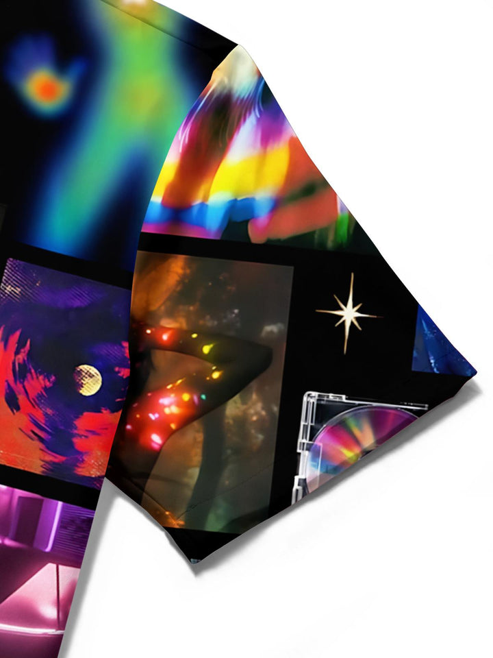 Colorful Abstract Art Print Men's Pocket Short Sleeve Shirts