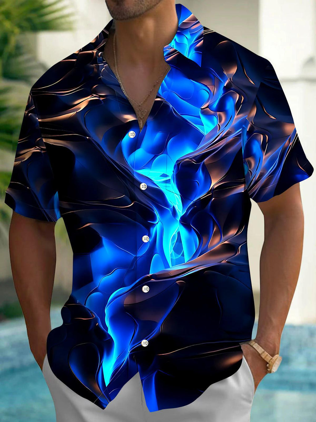 Abstract Men's Pocket Short Sleeve Shirts