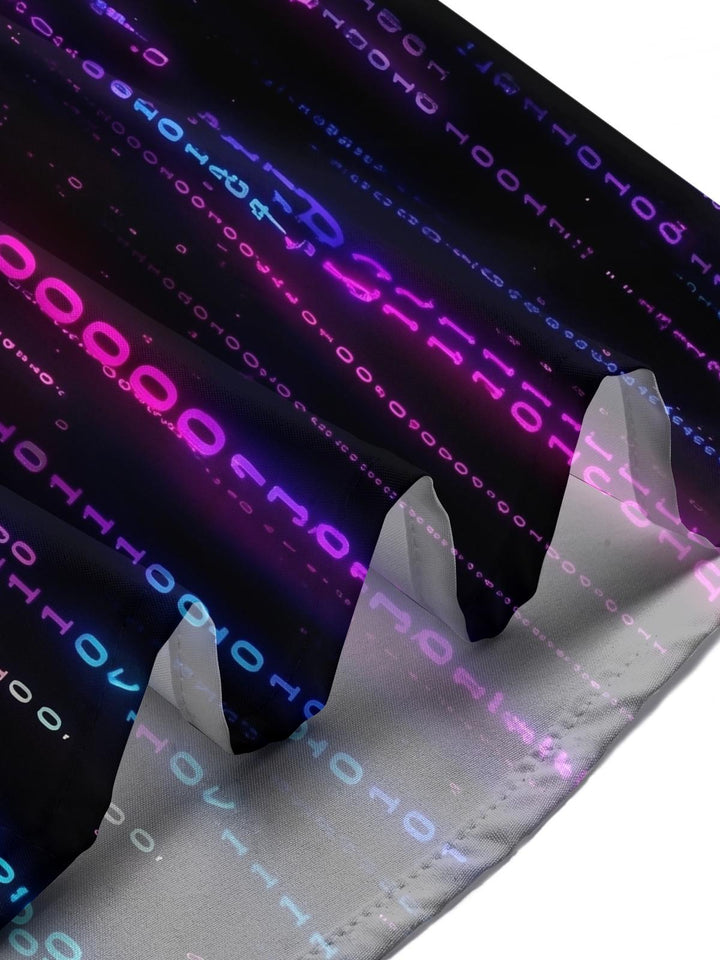 Cyberpunk Matrix Binary Code Men's Pocket Short Sleeve Shirts