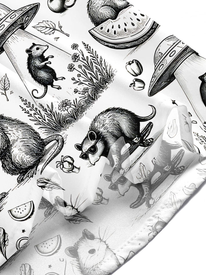 Vintage Raccoon Mouse Men's Pocket Short Sleeve Shirts