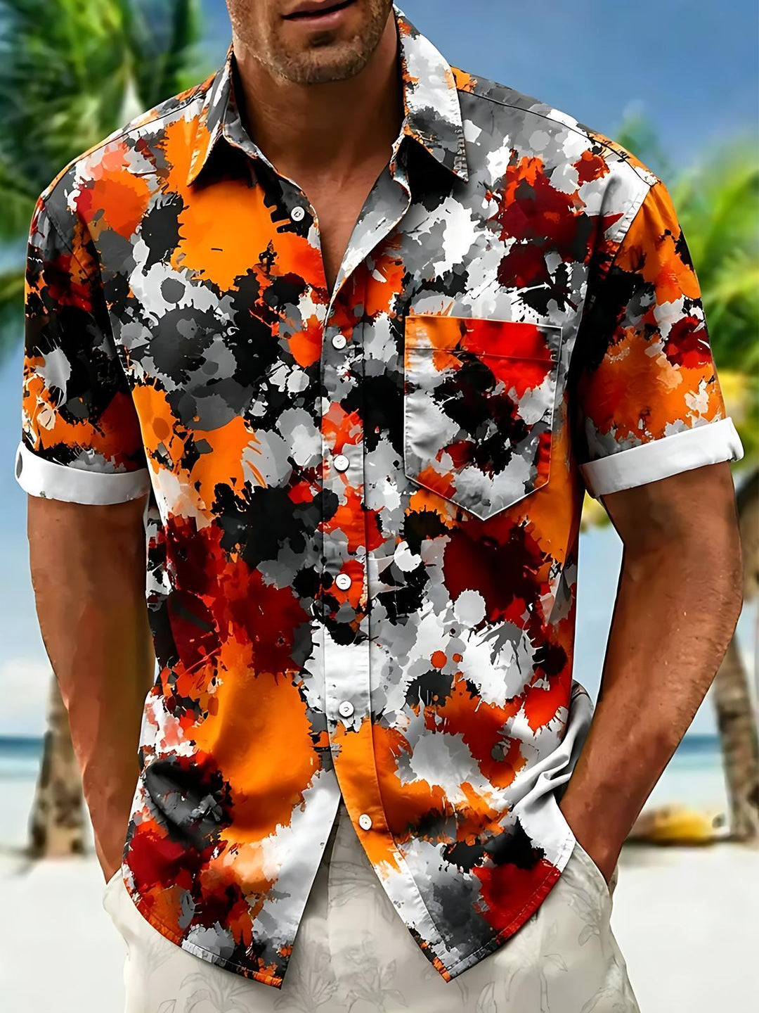 Tie Dye Men's Pocket Short Sleeve Shirts