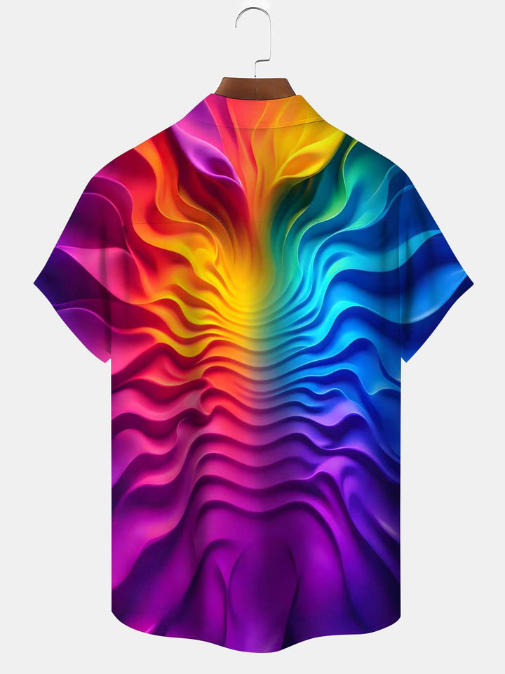 Funny Colorful Tie Men's Pocket Short Sleeve Shirts