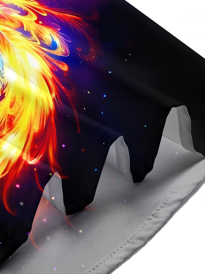 Dark Starry Sky Iridescent Eagle Spreading Wings Men's Pocket Short Sleeve Shirts