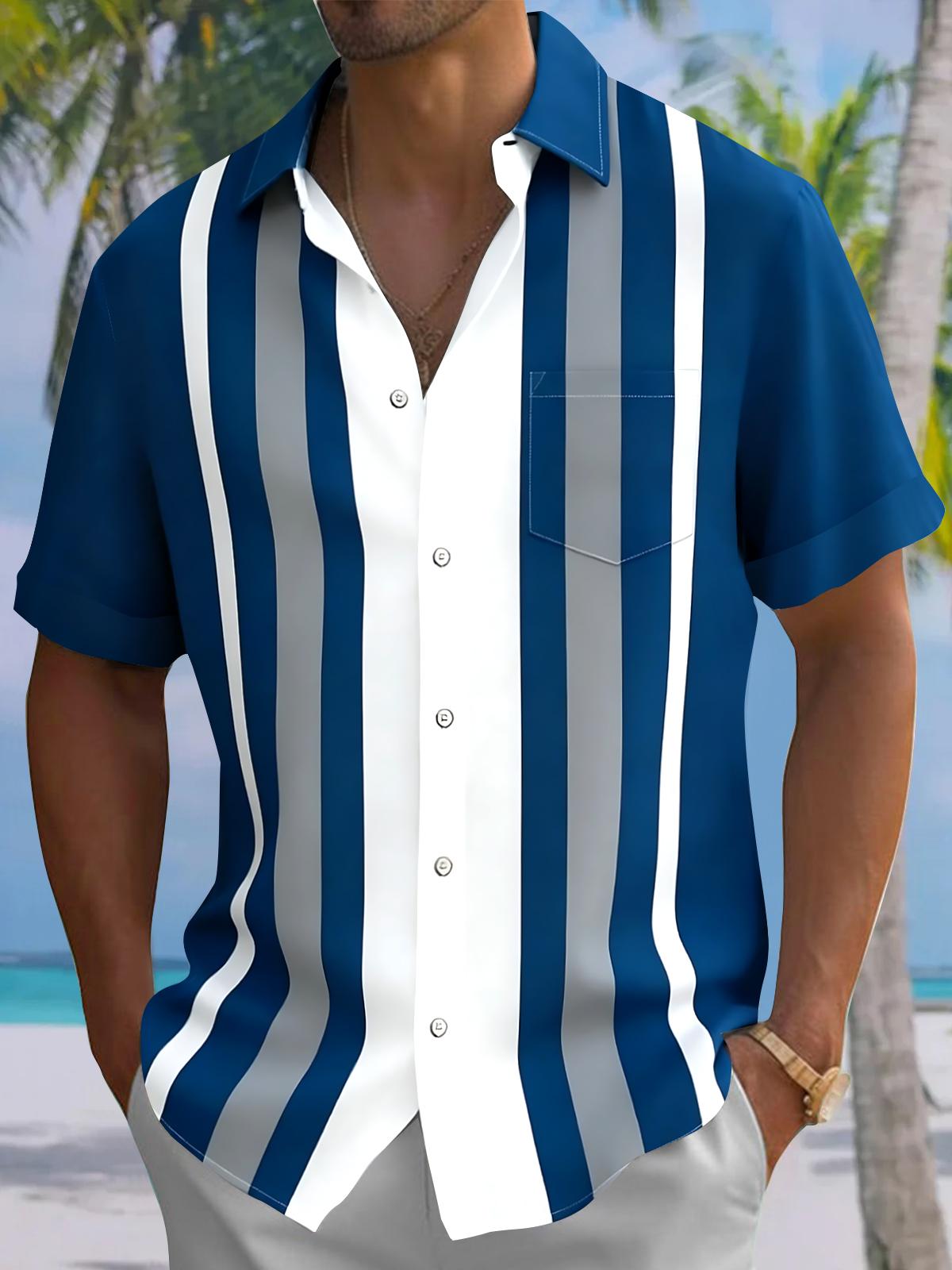 Basic Geometry Men's Pocket Short Sleeve Shirts