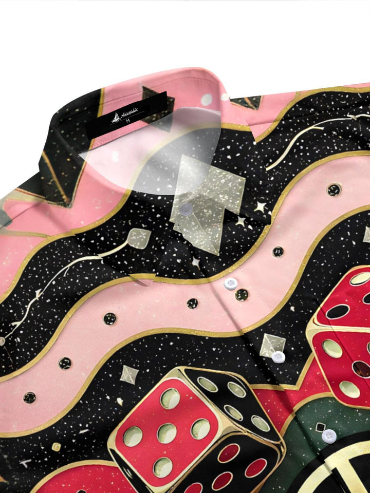 Dice Peace Sign print Men's Pocket Short Sleeve Shirts