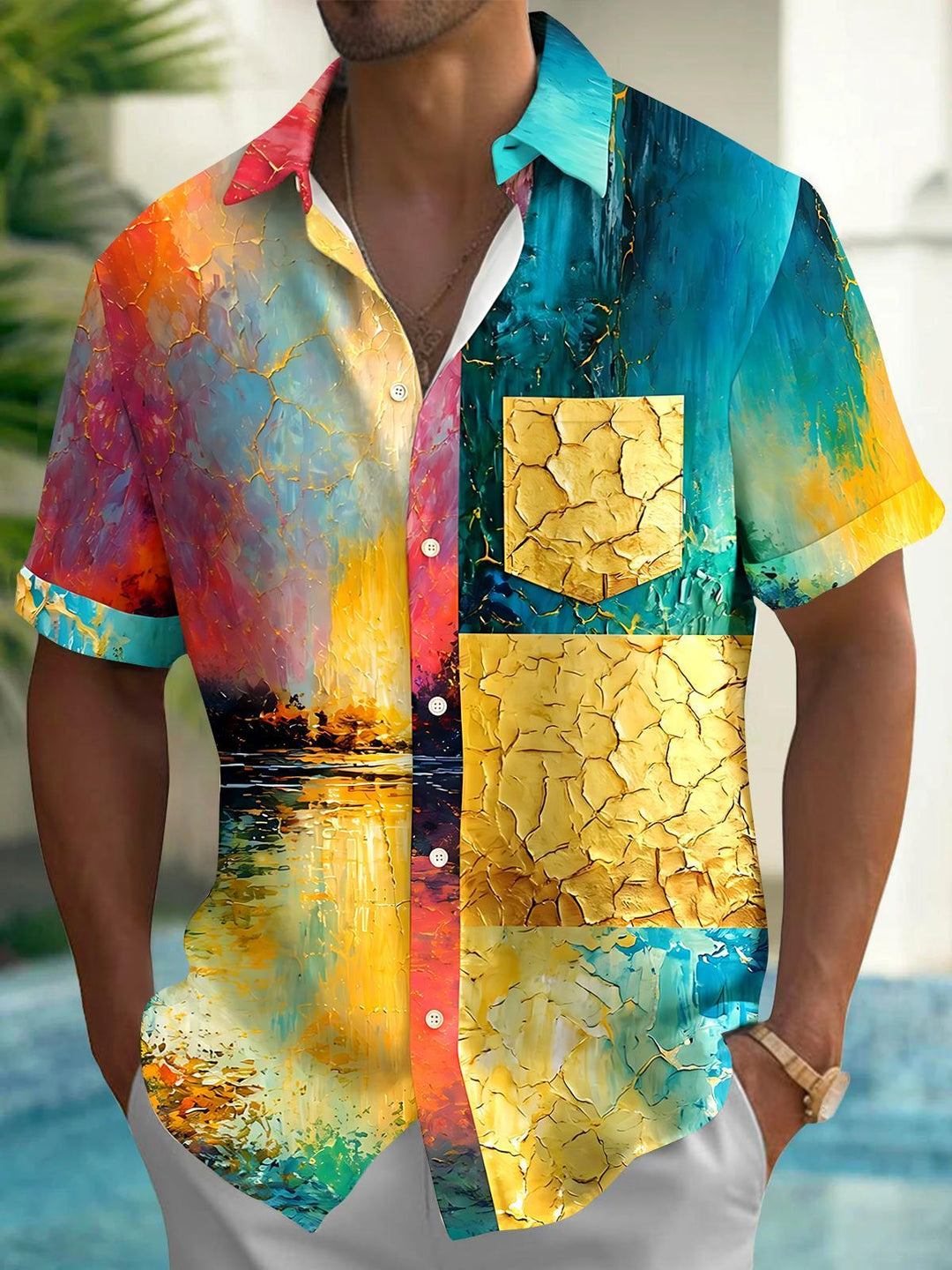 Tie Dye Men's Pocket Short Sleeve Shirts