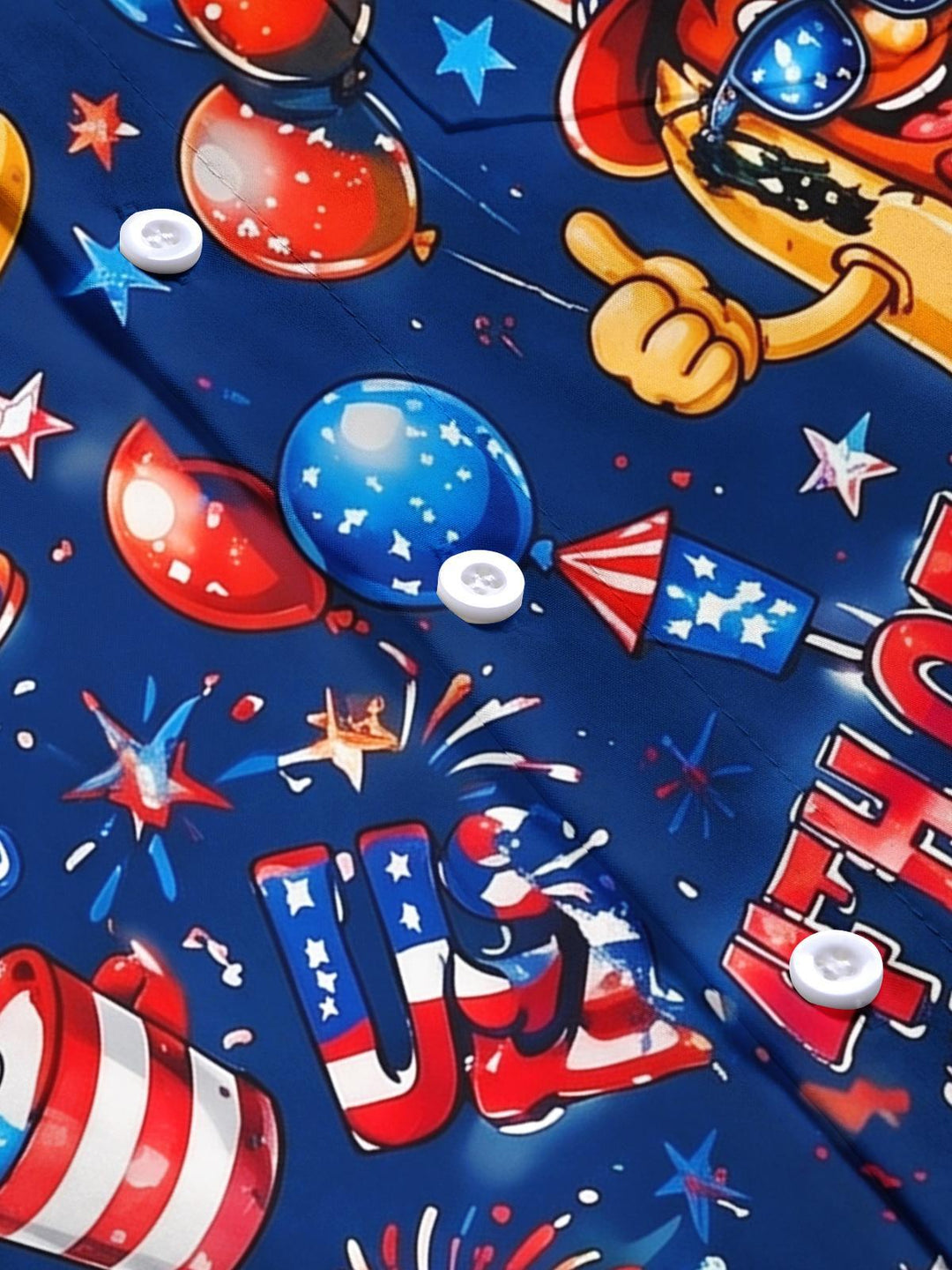 Fun USA Independence Day Hot Dog Hamburger Men's Pocket Short Sleeve Shirts