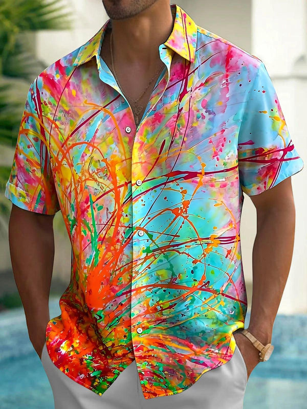 Tie Dye Abstract Men's Pocket Short Sleeve Shirts