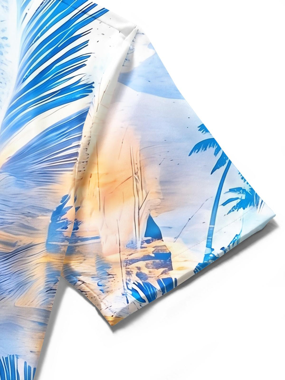 Sunset Coconut Grove Gradient Palm Leaf Vacation Men's Pocket Short Sleeve Shirts