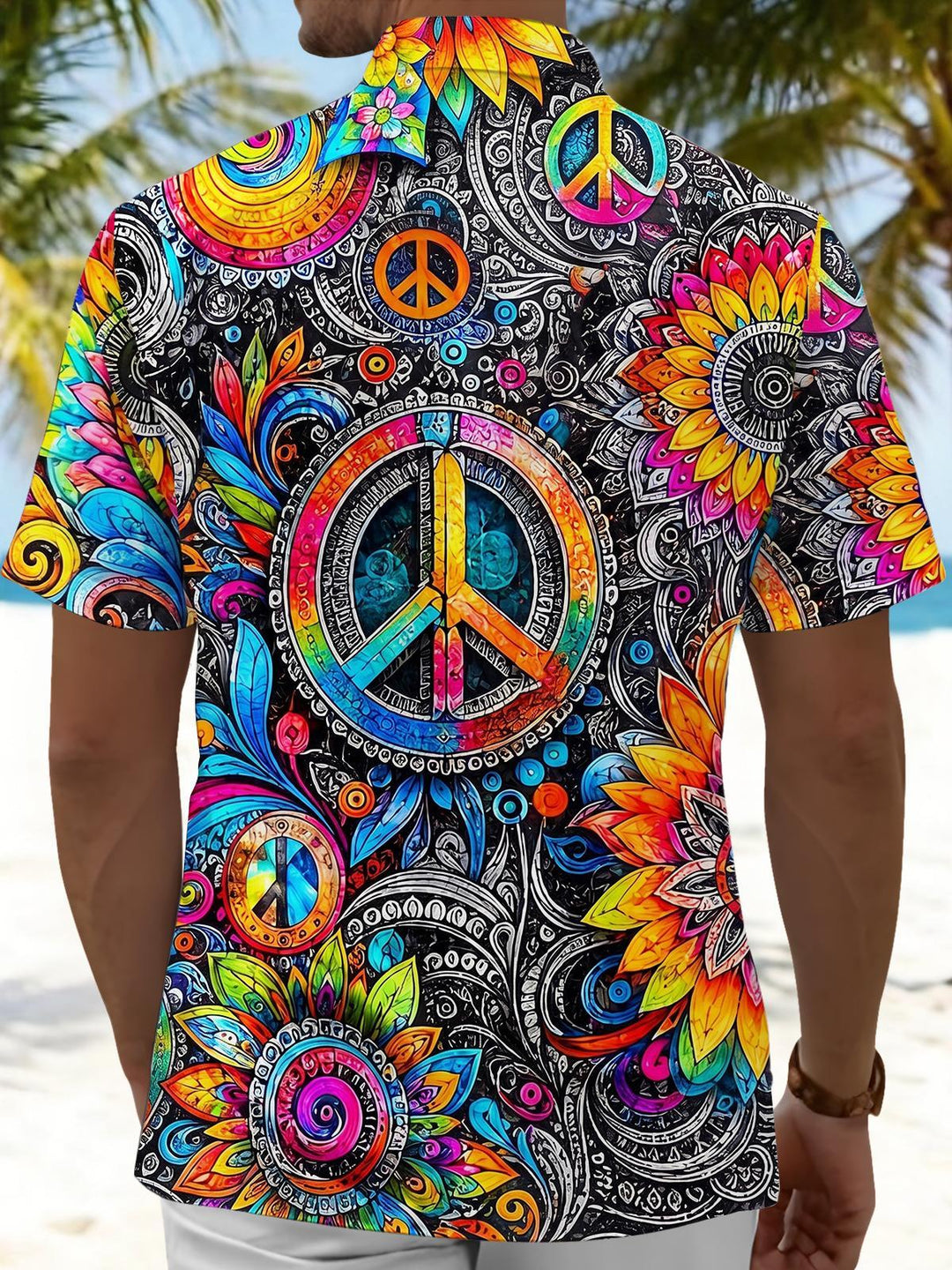 Hippie Bohemian Peace Mandala Men's Pocket Short Sleeve Shirts