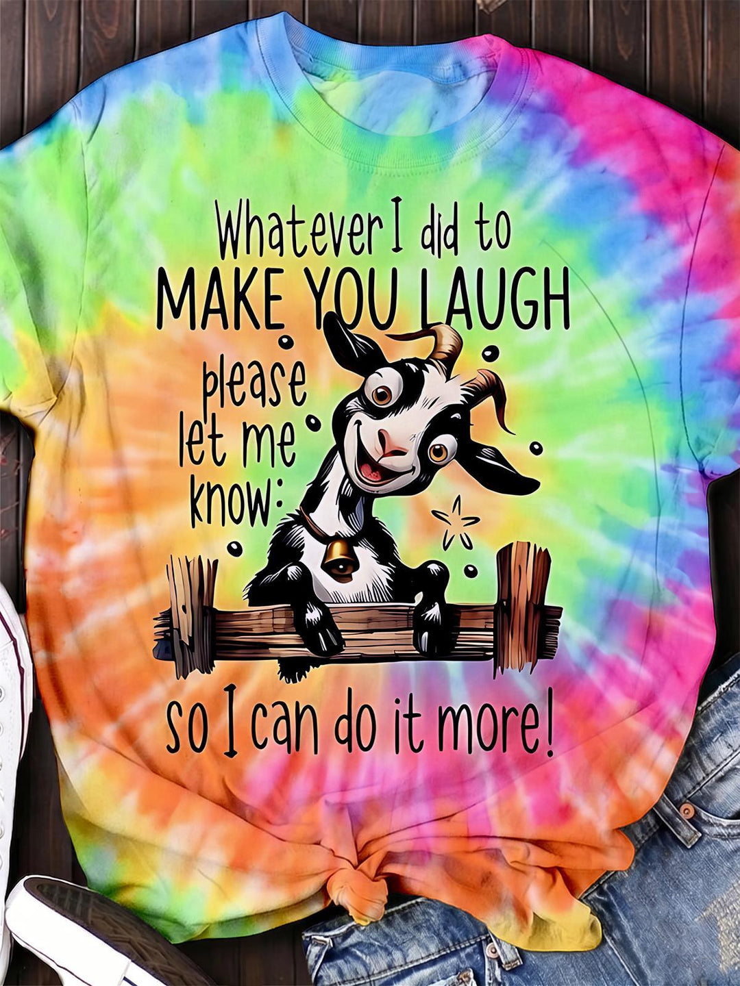 Funny Sassy Goat Slogan Colorful Tie Dye Women's Short Sleeve Crew Neck T-shirt