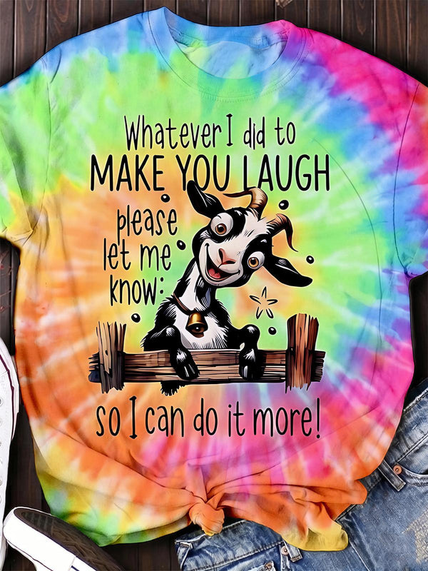 Funny Sassy Goat Slogan Colorful Tie Dye Women's Short Sleeve Crew Neck T-shirt