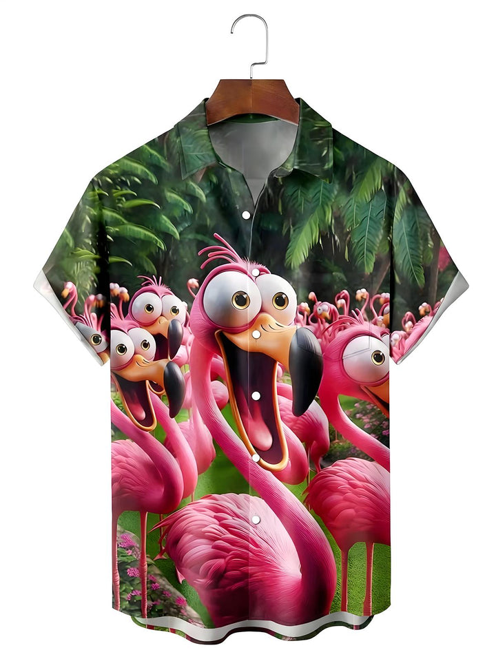 Hawaiian Flamingo Men's Pocket Short Sleeve Shirts