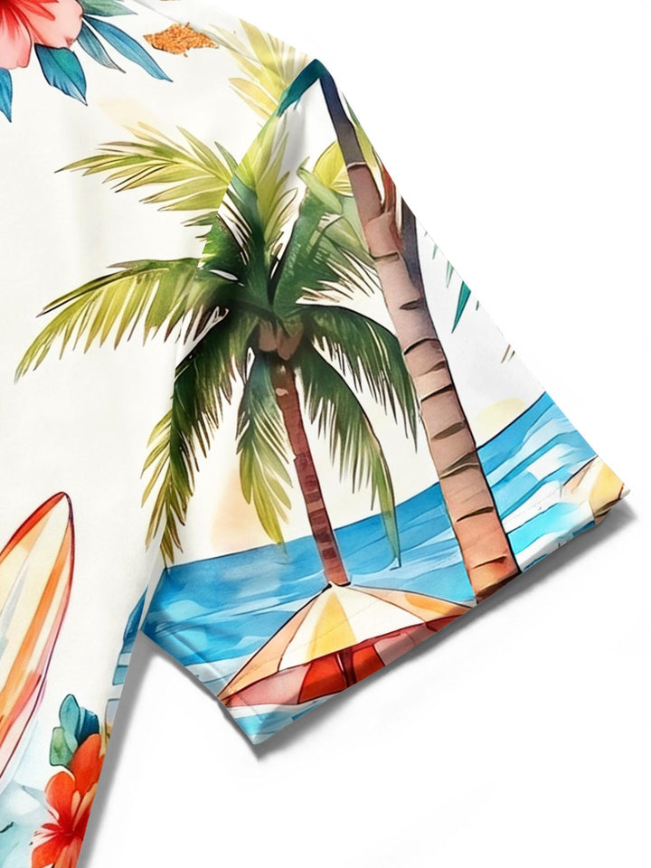 Beach BBQ Steak Hawaiian Men's Pocket Short Sleeve Shirts