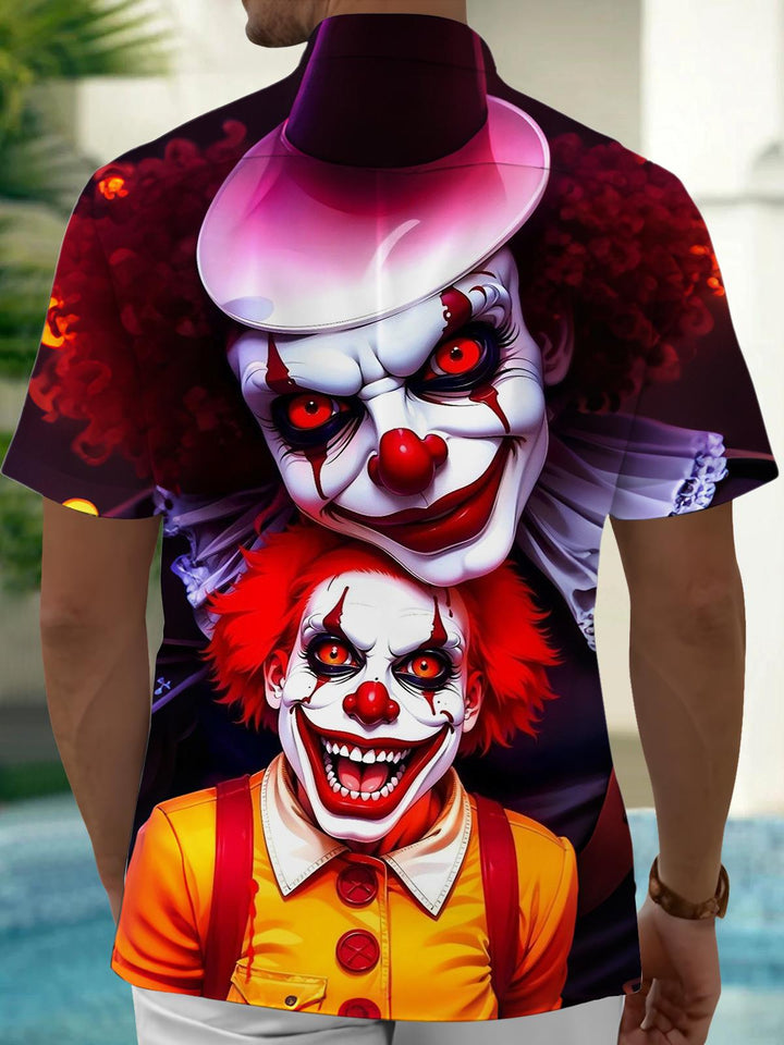 Joker Print Men's Pocket Short Sleeve Shirts